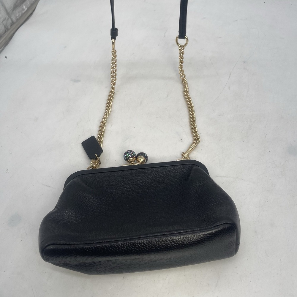 Coach Nora Kisslock Crossbody Shoulder Bag Black Chain - Picture 8 of 13